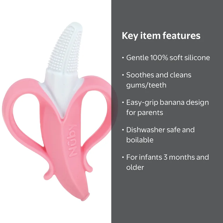 Nuby NanaNubs Banana Massaging Toothbrush for Infants Pink Soft