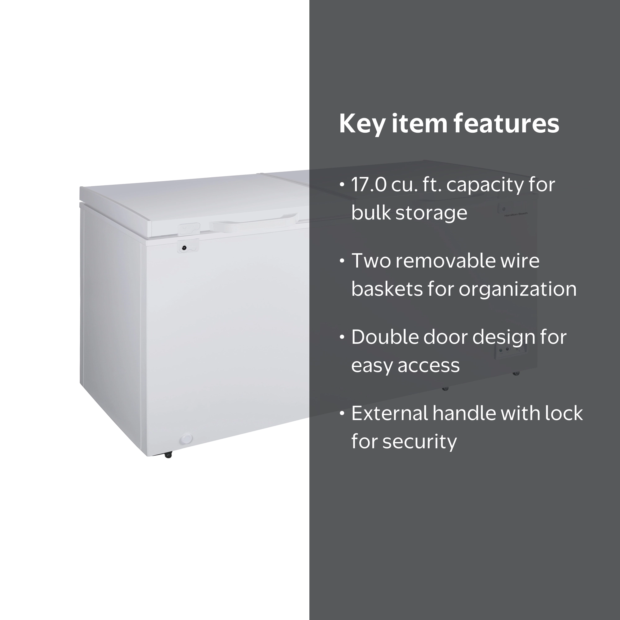 Hamilton Beach 17 Cu. ft. Garage Ready Chest Freezer, Large