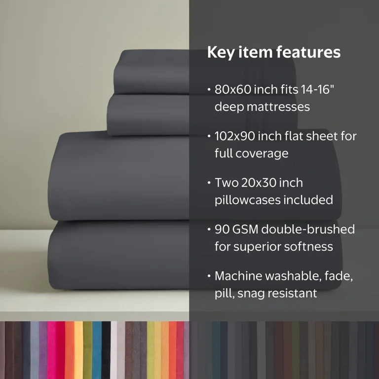Clara Clark, Queen Sheets Set, 1800 Series, Microfiber, Deep
