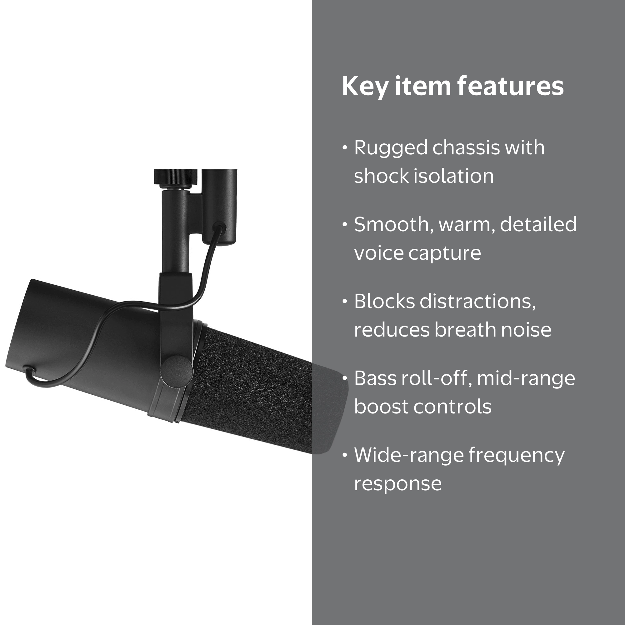 Shure SM7B Dynamic XLR Mic, for Music, Speech, Podcast, Recording