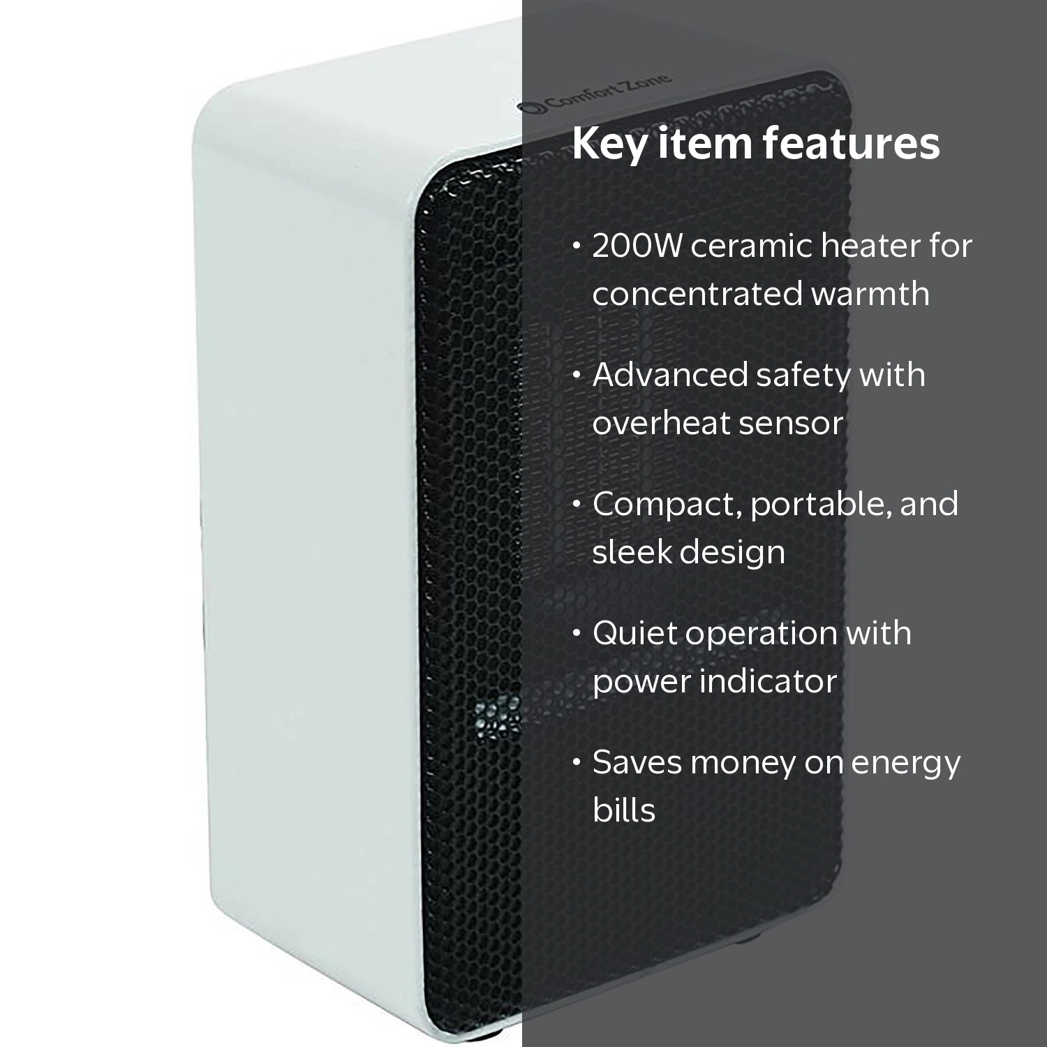 暖ページ Comfort Zone 250-Watt Personal Ceramic Fan-Forced Desktop Heater