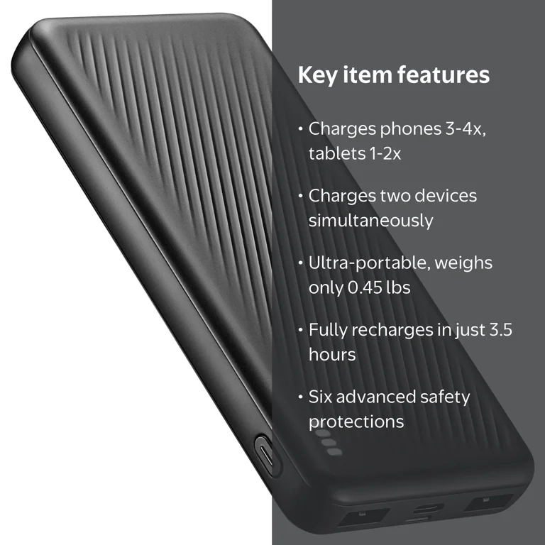 SOLPOWBEN 20000mAh Portable Power Bank, Dual USB Output, Slim