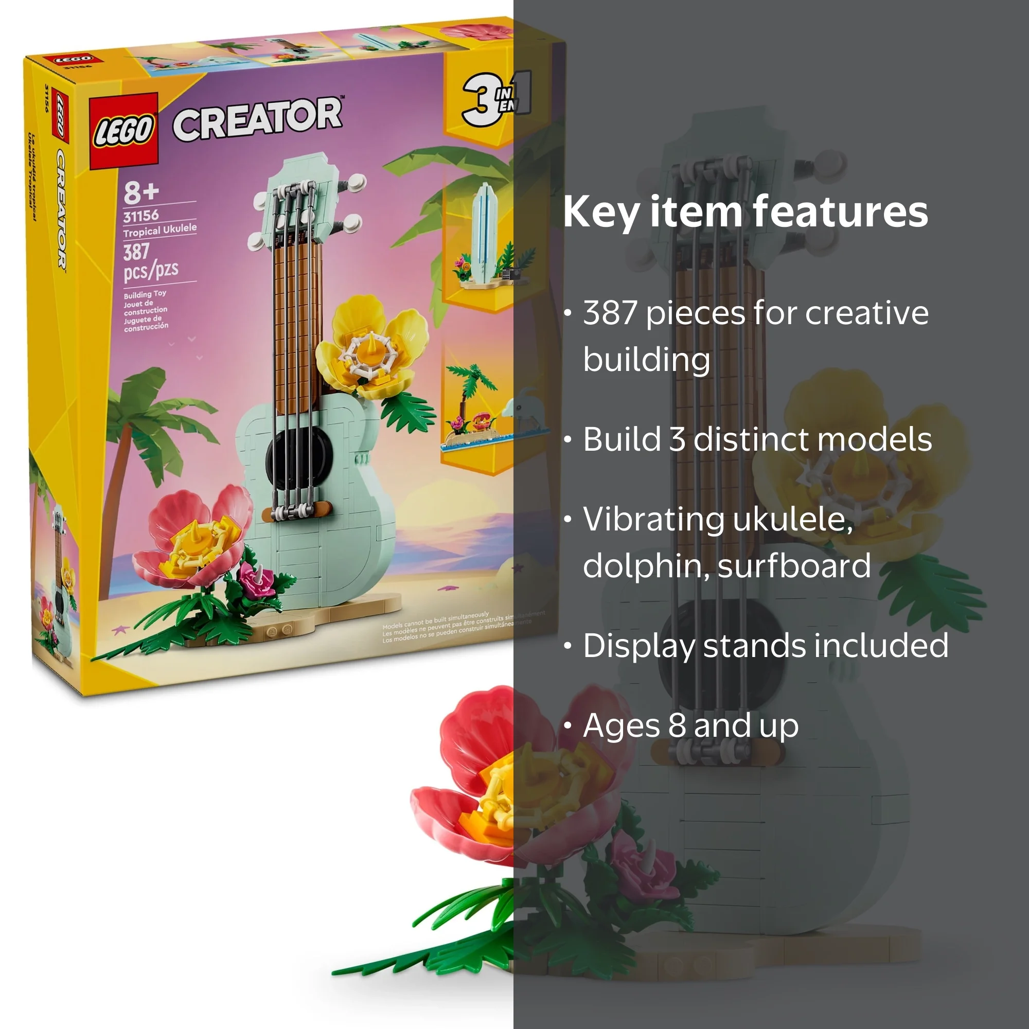 LEGO Creator 3 in 1 Tropical Ukulele Building Toy, 31156, Ages 8+