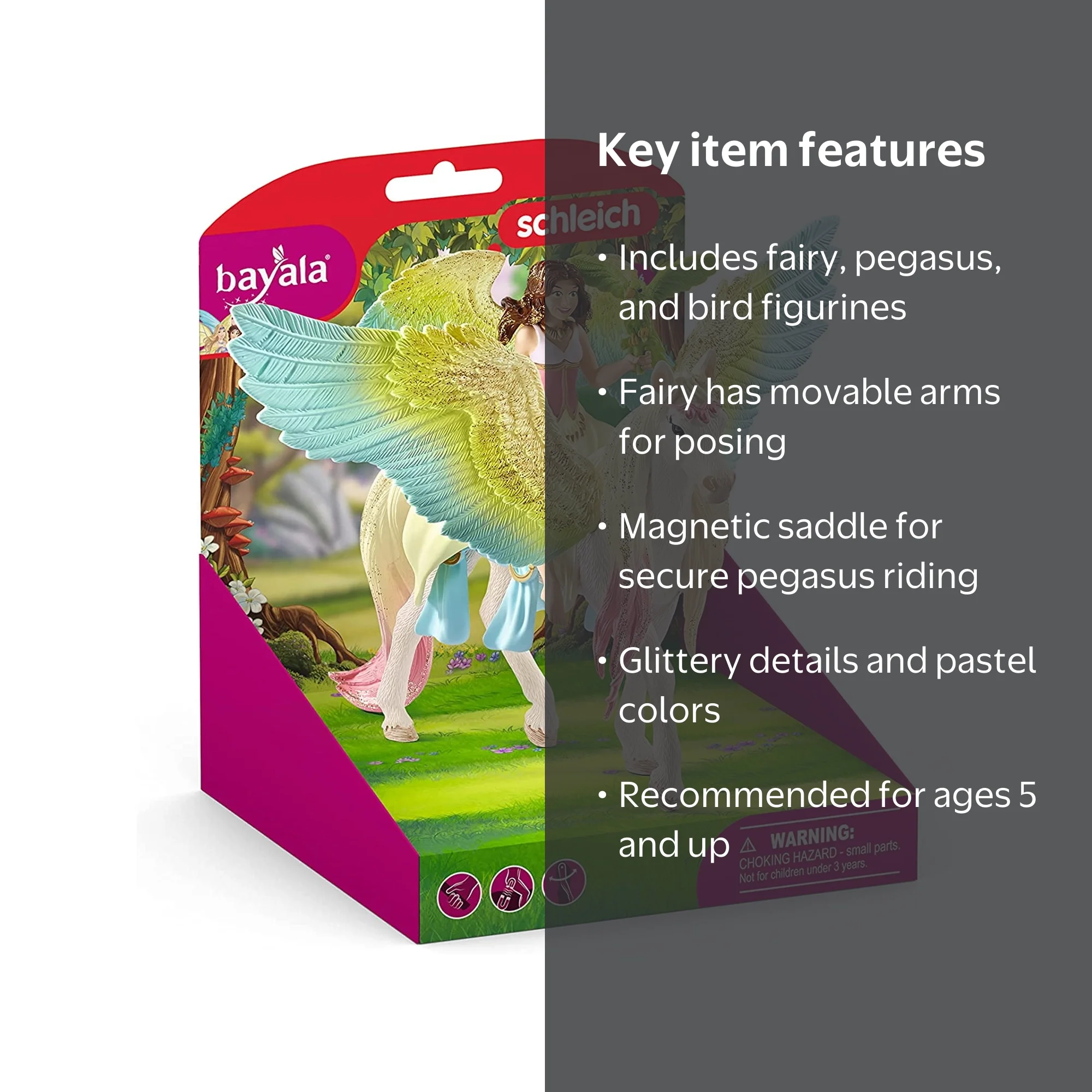 Schleich Bayala 3 PC Surah Fairy Toy with Pegasus Figurine and Pet