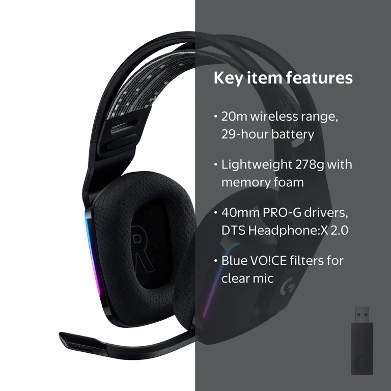 Logitech G733 LIGHTSPEED Wireless Gaming Headset, RGB Lighting