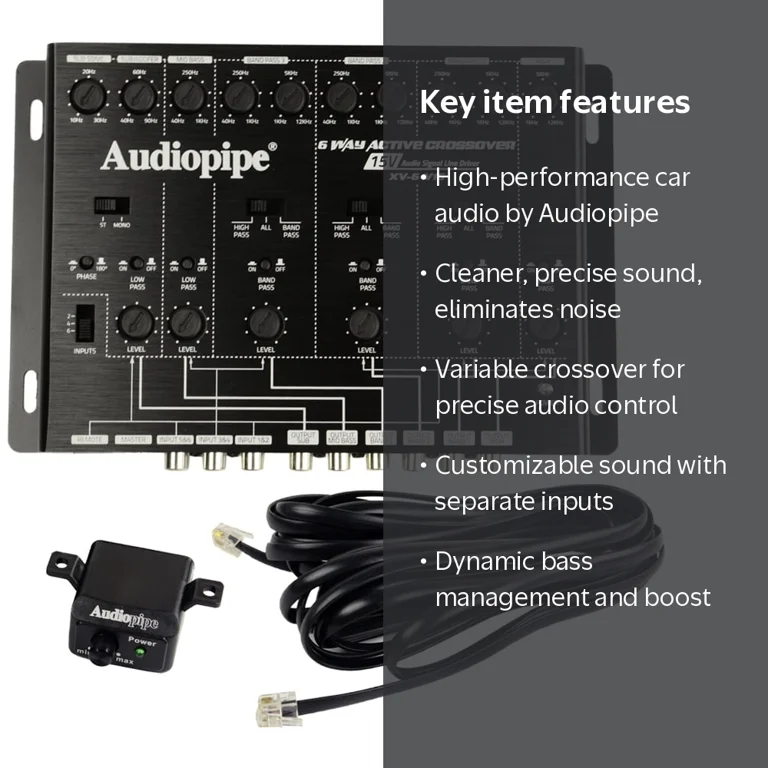 Audiopipe, Car Audio Active Crossover, 6-Way, Remote Bass Control