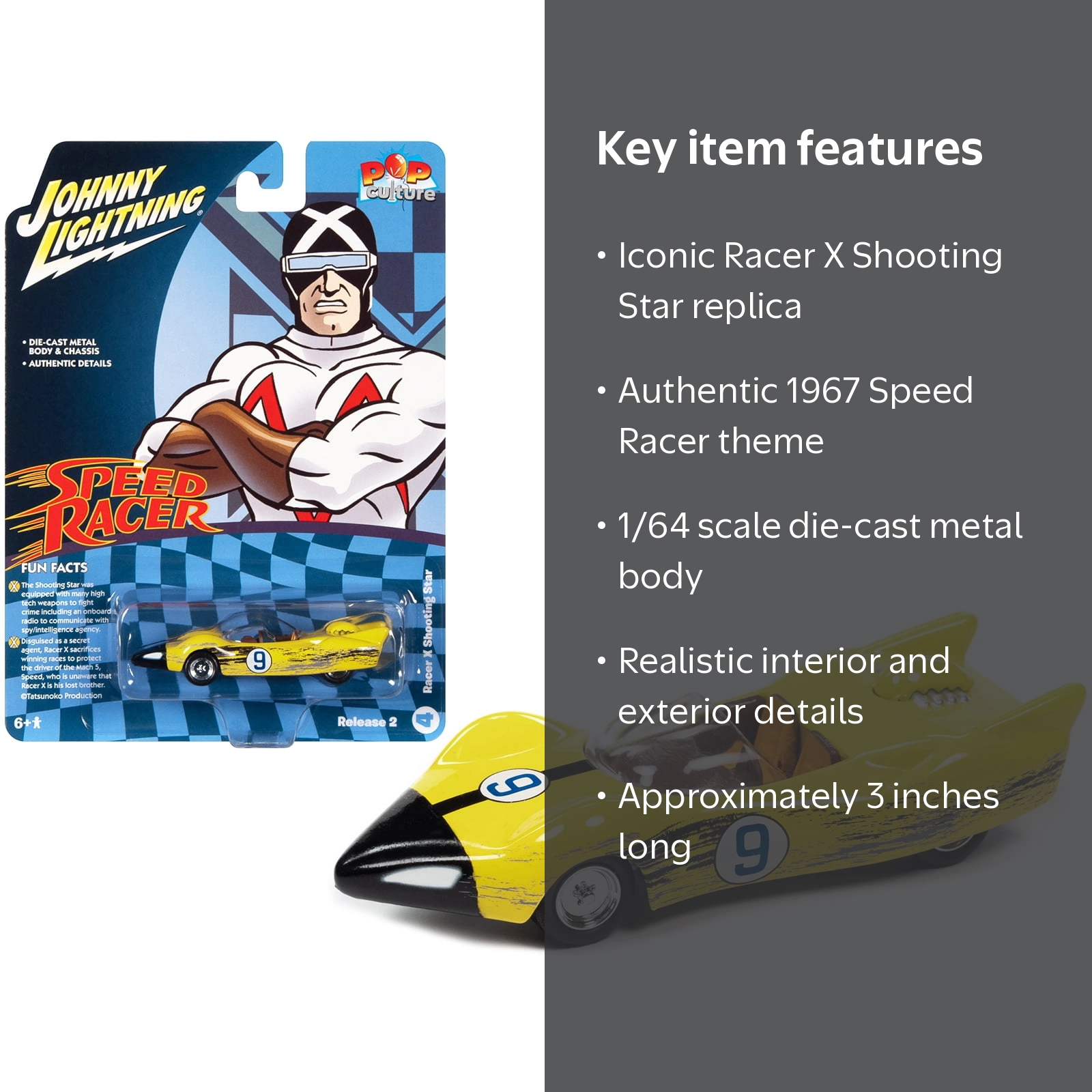 Johnny Lightning Racer X Shooting Star Raced Version 1/64 Diecast