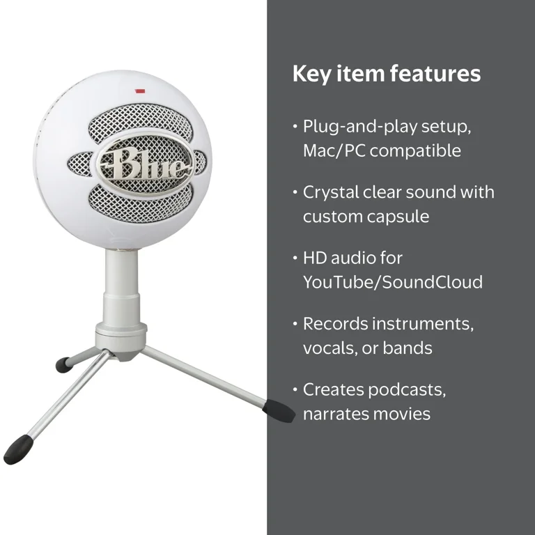 Blue Microphones, Blue Snowball iCE USB Microphone, White