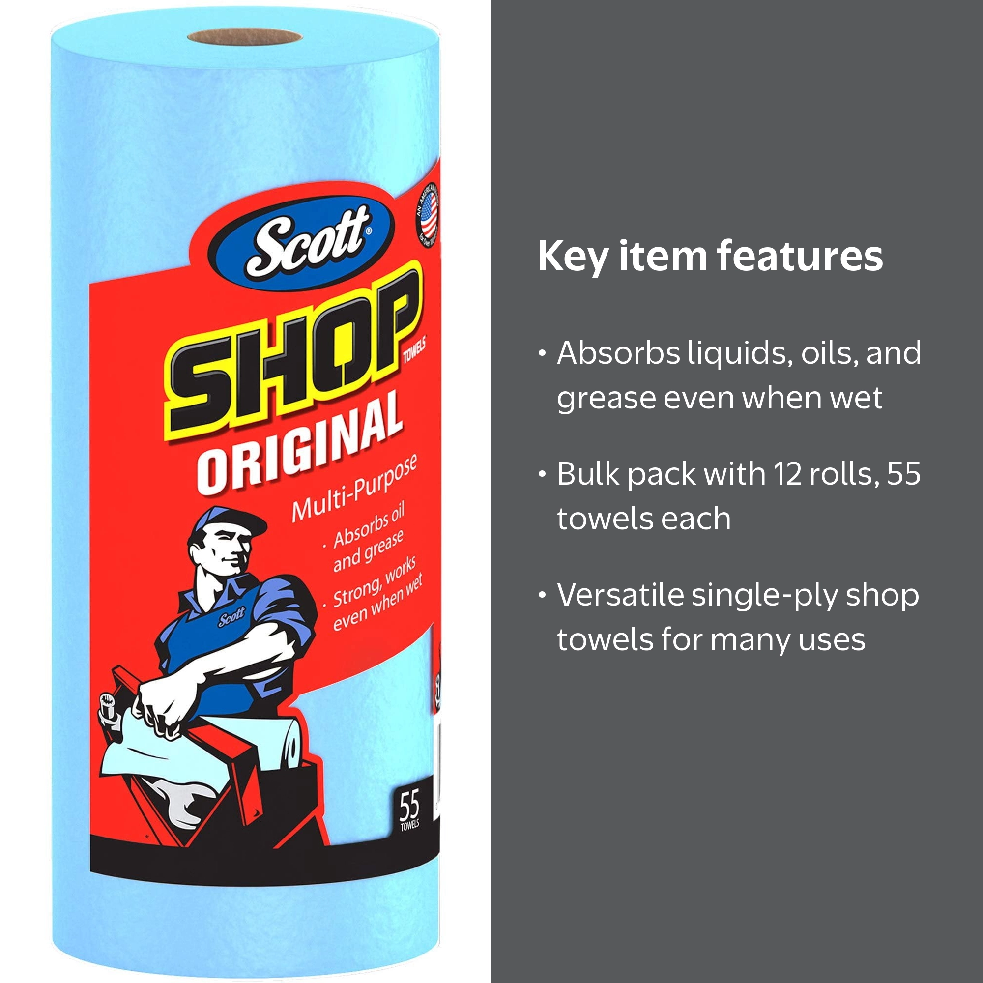 Scott Shop Original Multipurpose Towels, Blue, 55 Count - Walmart.com