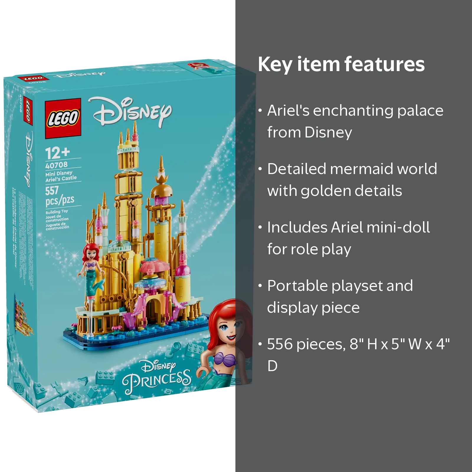 LEGO, Mini Disney Ariel's Castle Set, 40708, 556 Pieces - Walmart.com