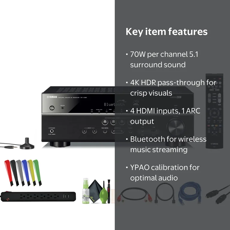 Yamaha RX-V385 5.1-Channel Surround Sound 4K Ultra HD AV Receiver