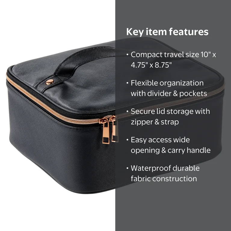 beauty box travel makeup bag cosmetics train case MONSTINA Large Case, 3 Layers Makeup Cosmetic Organizer Brush Bag Barber Makeup Artist for Hair Curler Hair Straightener Brush Set and : & 3 light modes include warm Equate Cosmetic Train Case Organizer,