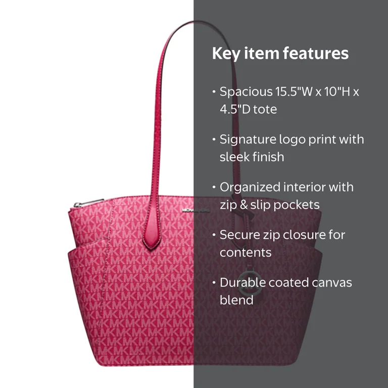 Michael Kors, Womens Marilyn Tote Bag, Red Canvas, Signature Logo