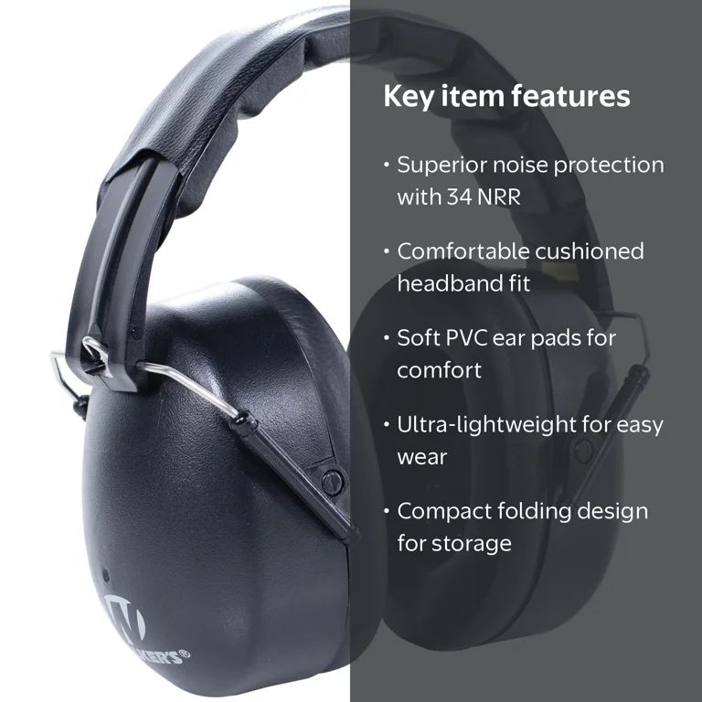 Walker's, Shooting Ear Protection, GWP-EXFM3, Folding Muff, 34 NRR