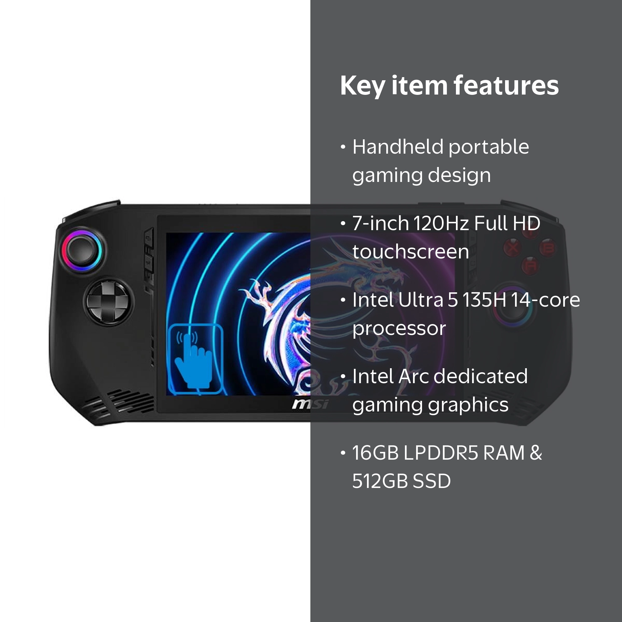 MSI Claw A1M Handheld Gaming Device 7in 120 Hz Touch FHD (14-Core