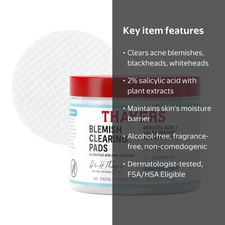Thayers Natural Remedies Blemish Clearing Pads, 2% Salicylic Acid