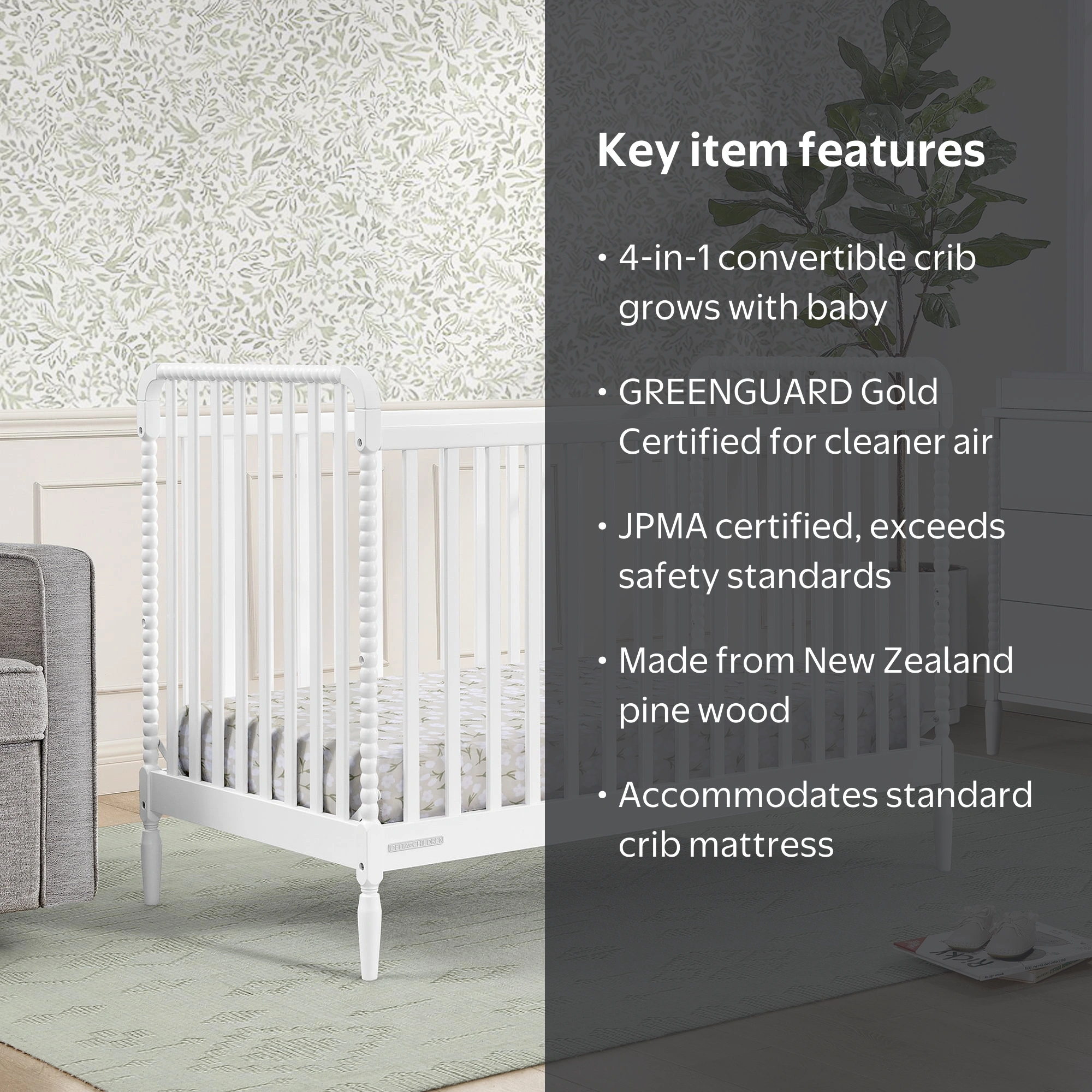 Delta Children Lily 4-in-1 Convertible Crib - Greenguard Gold