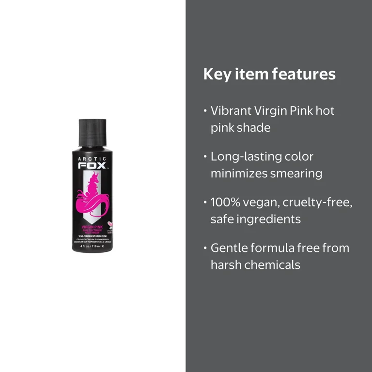 Arctic Fox, Vegan semi-permanent hair dye, 4 Fl Oz, Virgin Pink