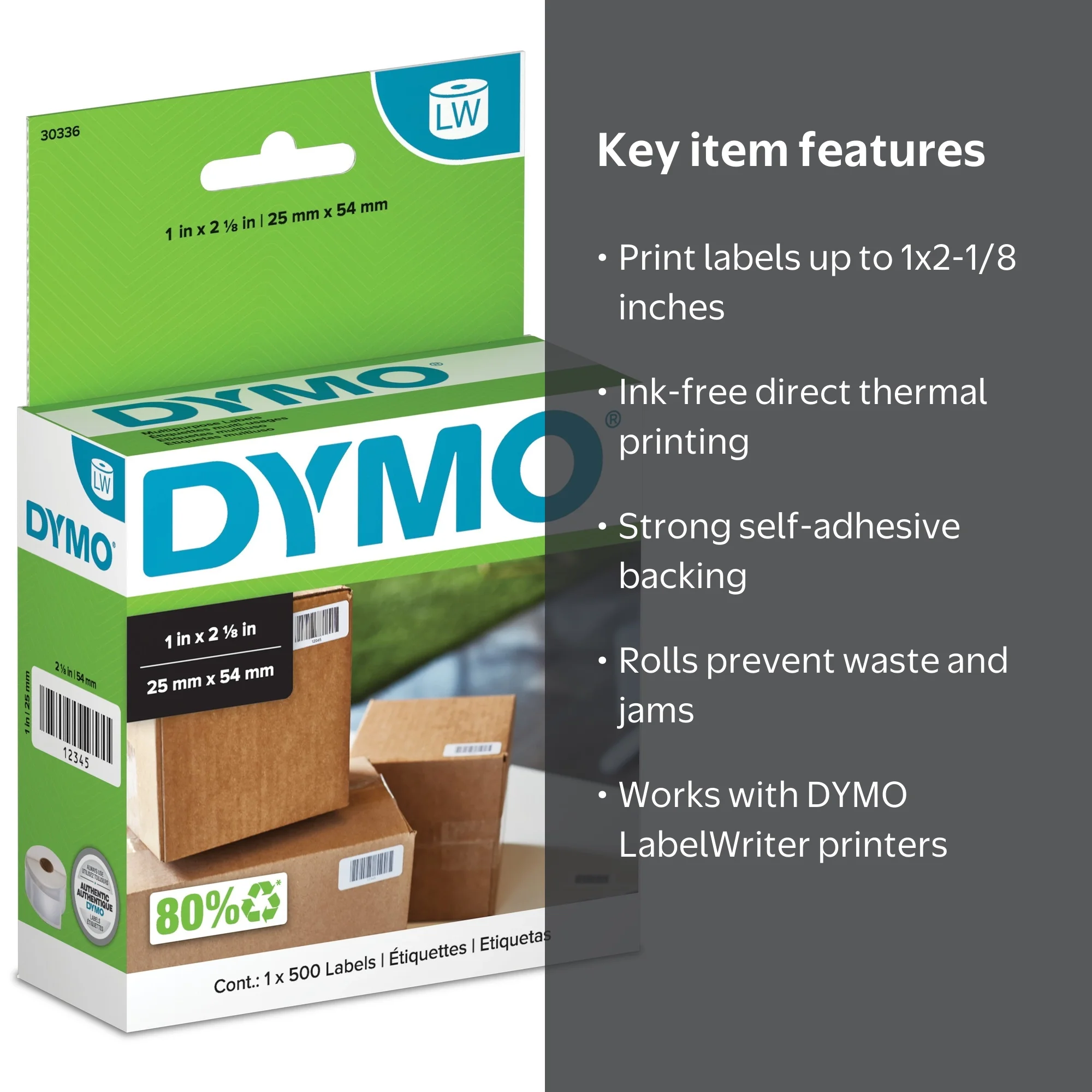 DYMO, Multi-Purpose Labels, White, 1