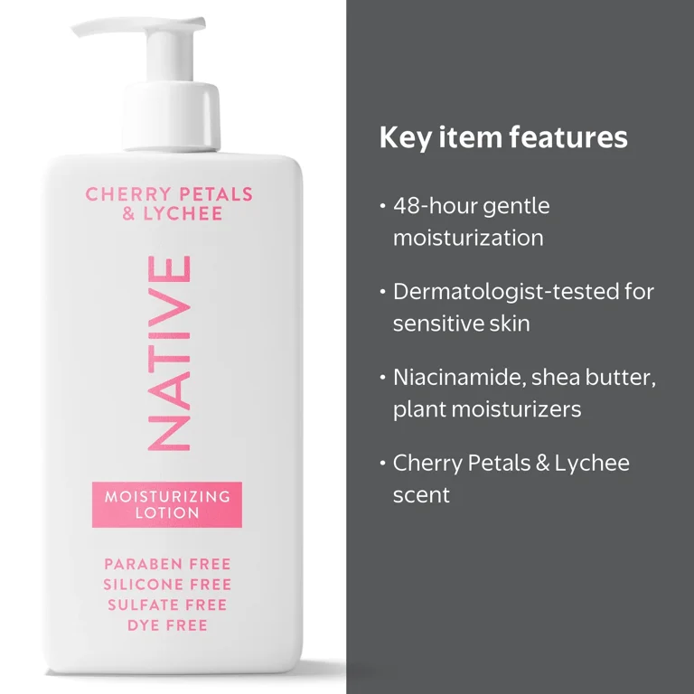 Native Moisturizing Body Lotion for Women & Men, Cherry Petals