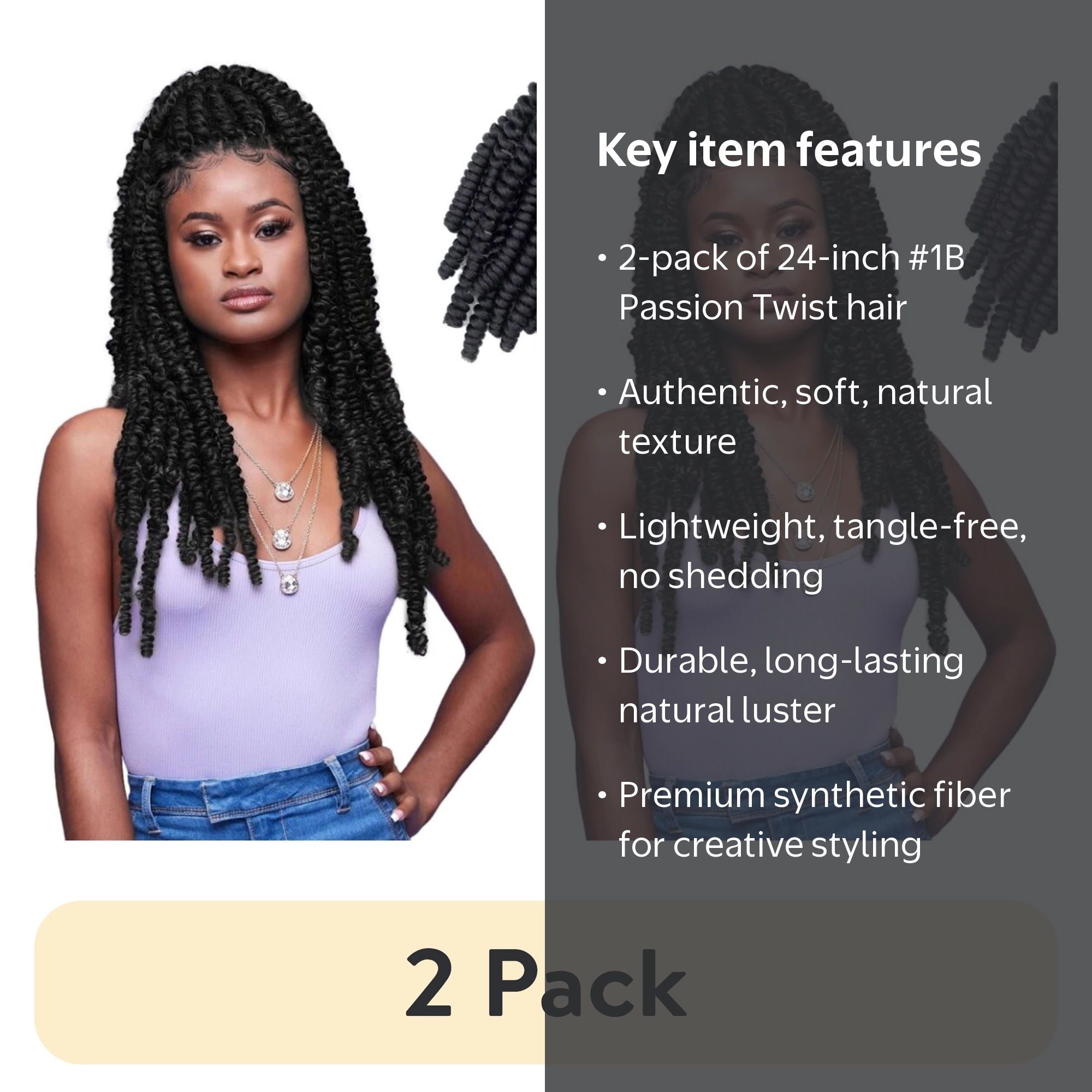 2 pack) Darling Passion Twist Crochet Hair 2X Pack, 24 inch, #1B