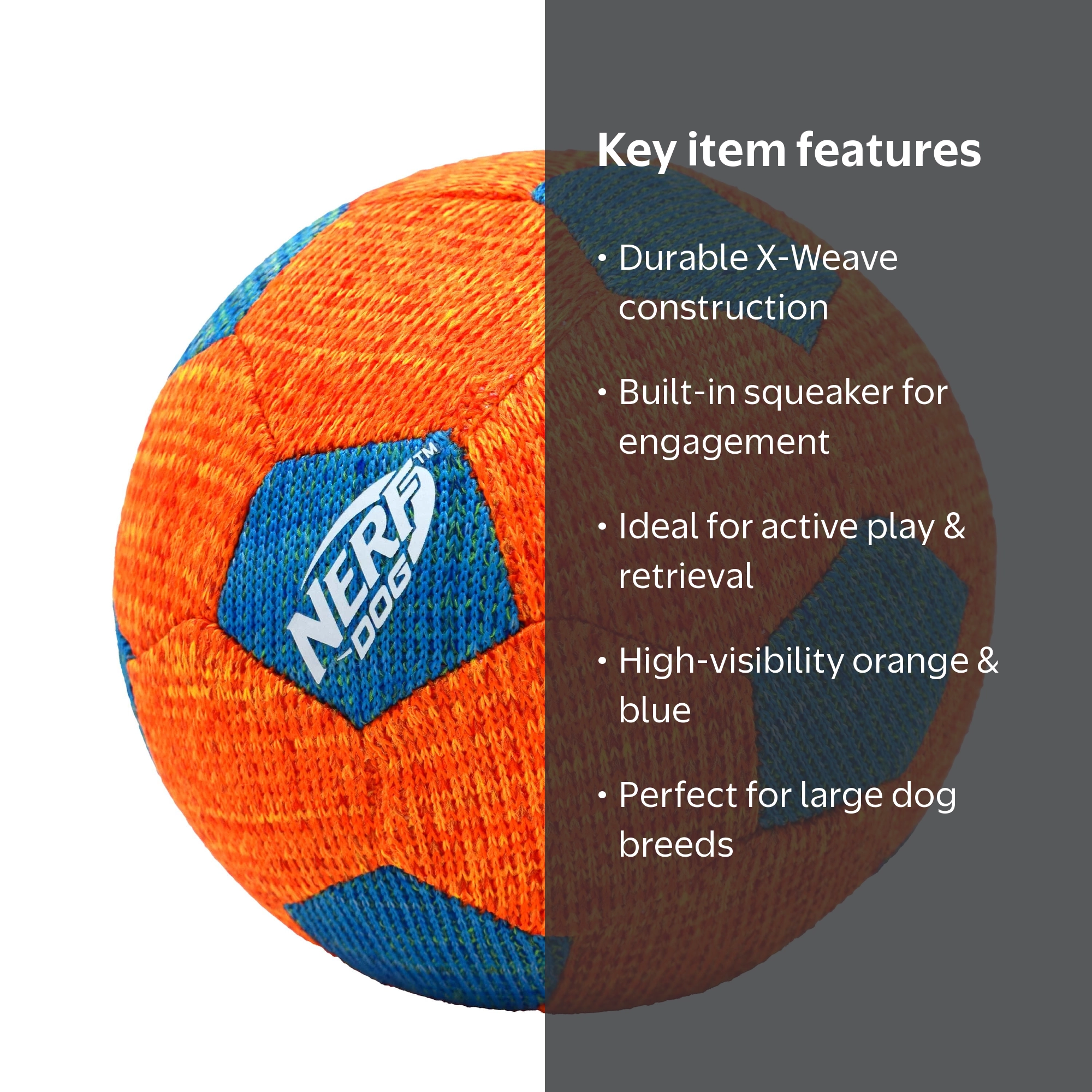 2 pack) Nerf Dog X-Weave Squeak Soccer Ball for Large Dogs