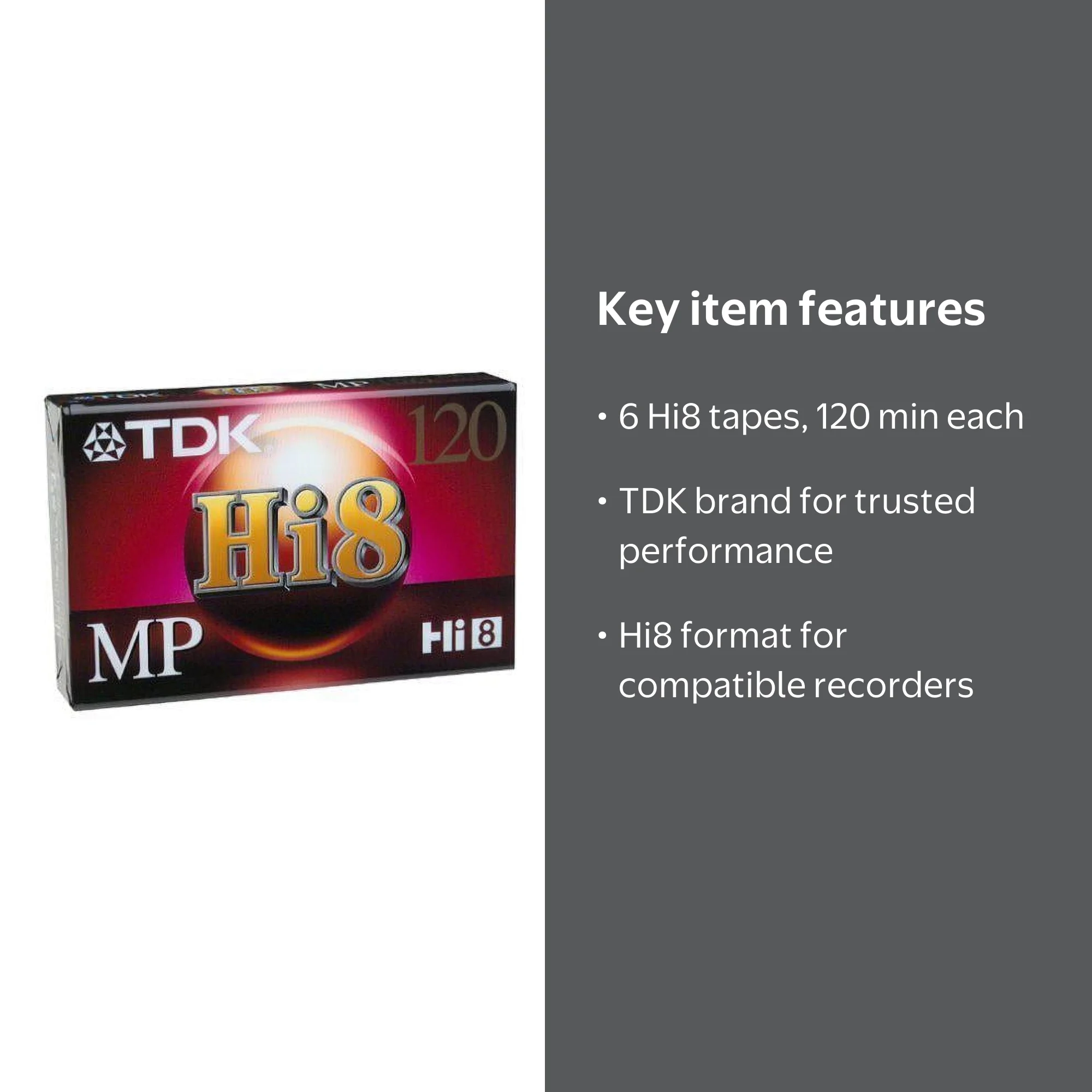 TDK Hi8 MP120 Min Blank Tapes, Pack of 6 - Walmart.com