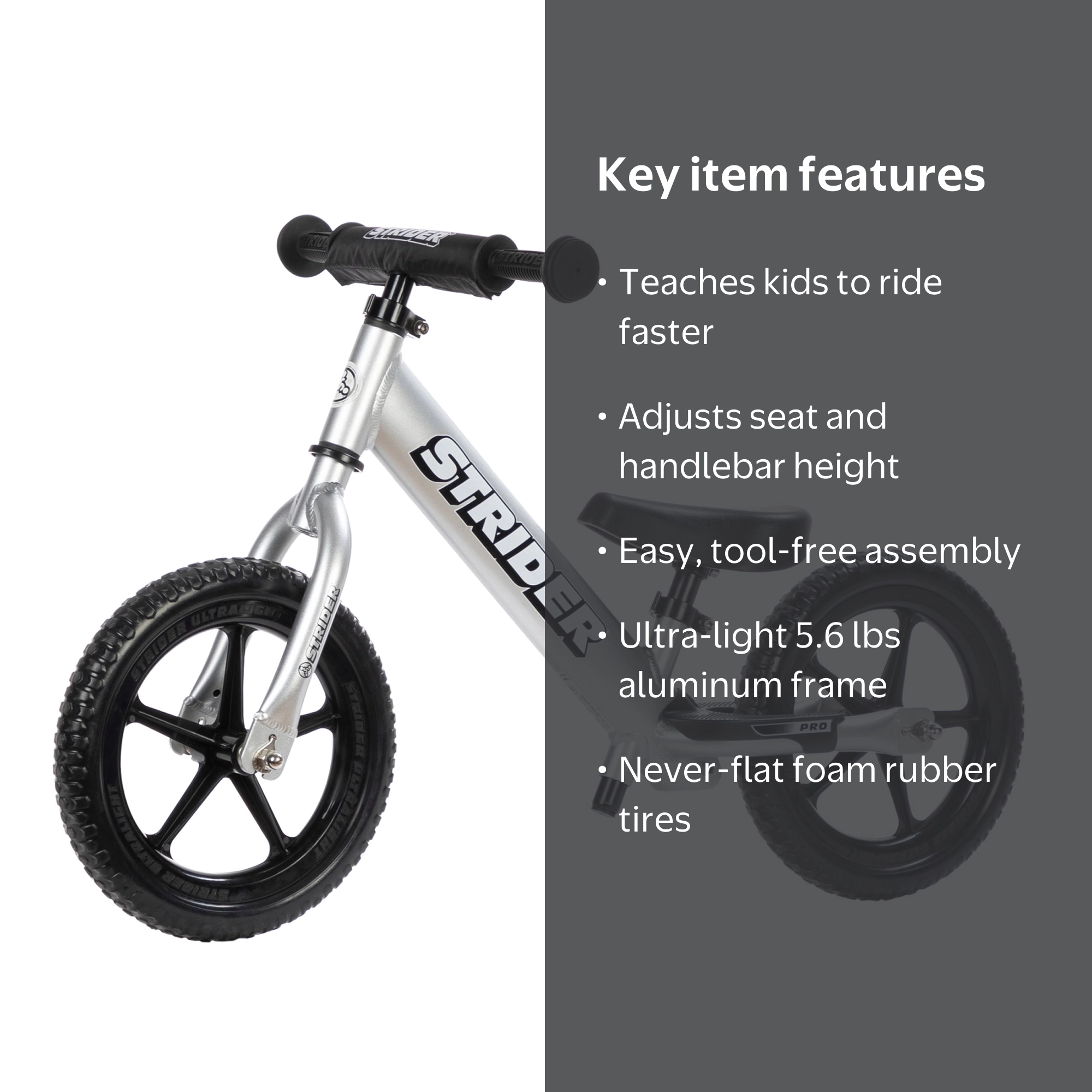 Strider, 12‚Äù Pro Bike, No Pedal Balance Bicycle for Kids 1 to 4
