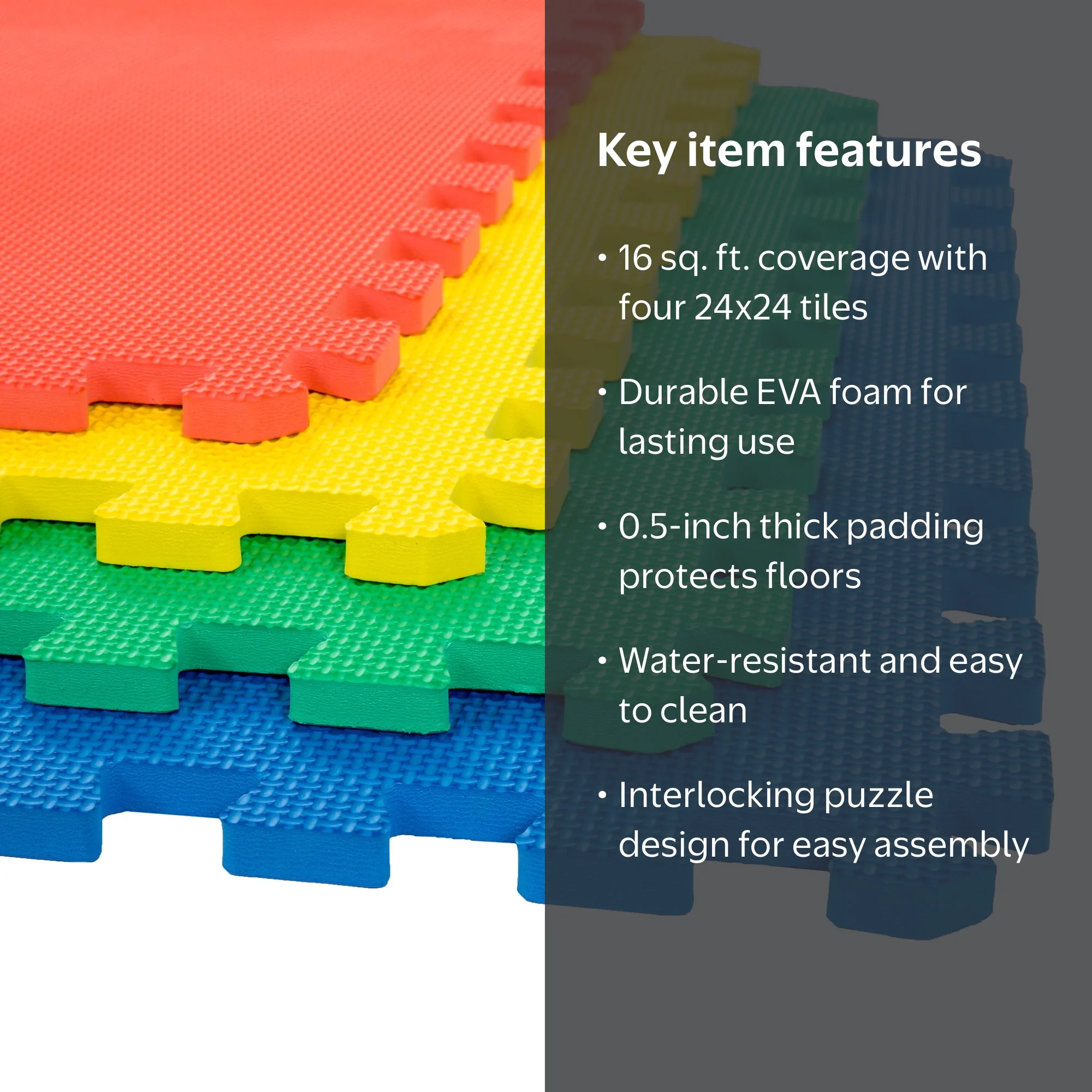 Stalwart 4-Piece Interlocking EVA Puzzle Foam Floor Tiles and