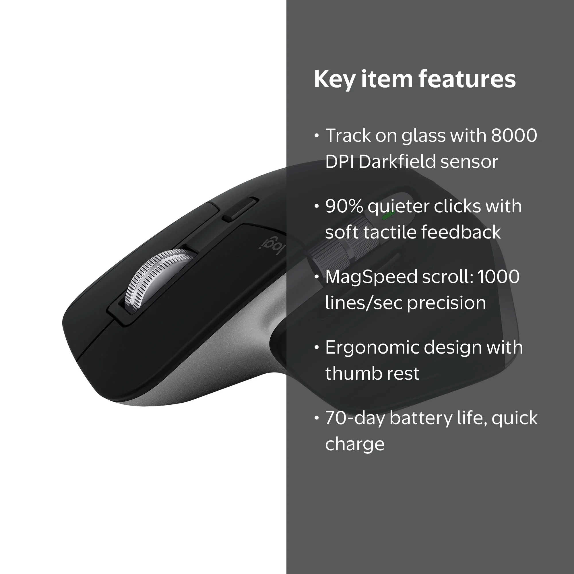 Logitech MX Master 3S Ergonomic Wireless Mouse for Mac, Laptop