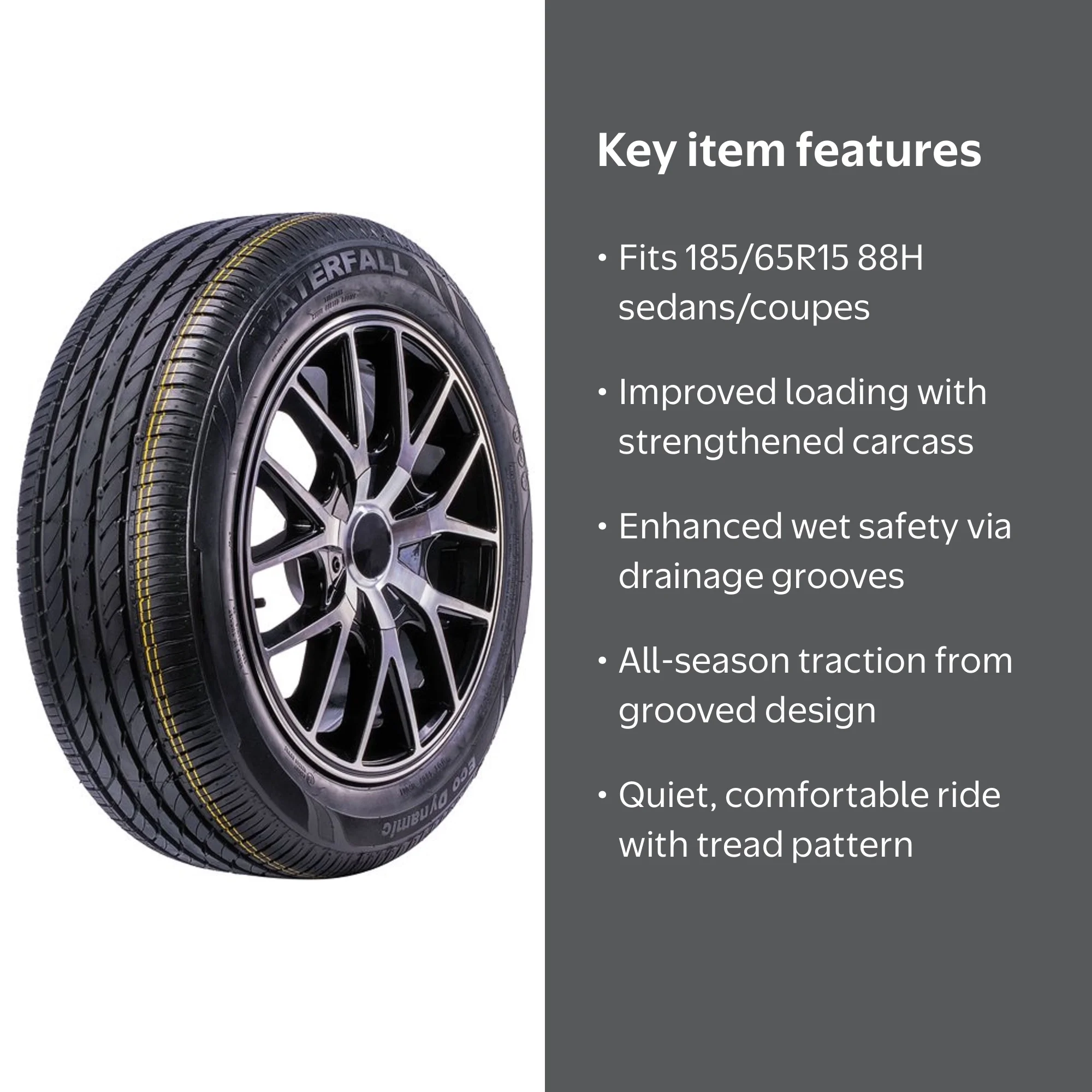 Waterfall Eco Dynamic All-Season Passenger Tire 185/65R15 88H with