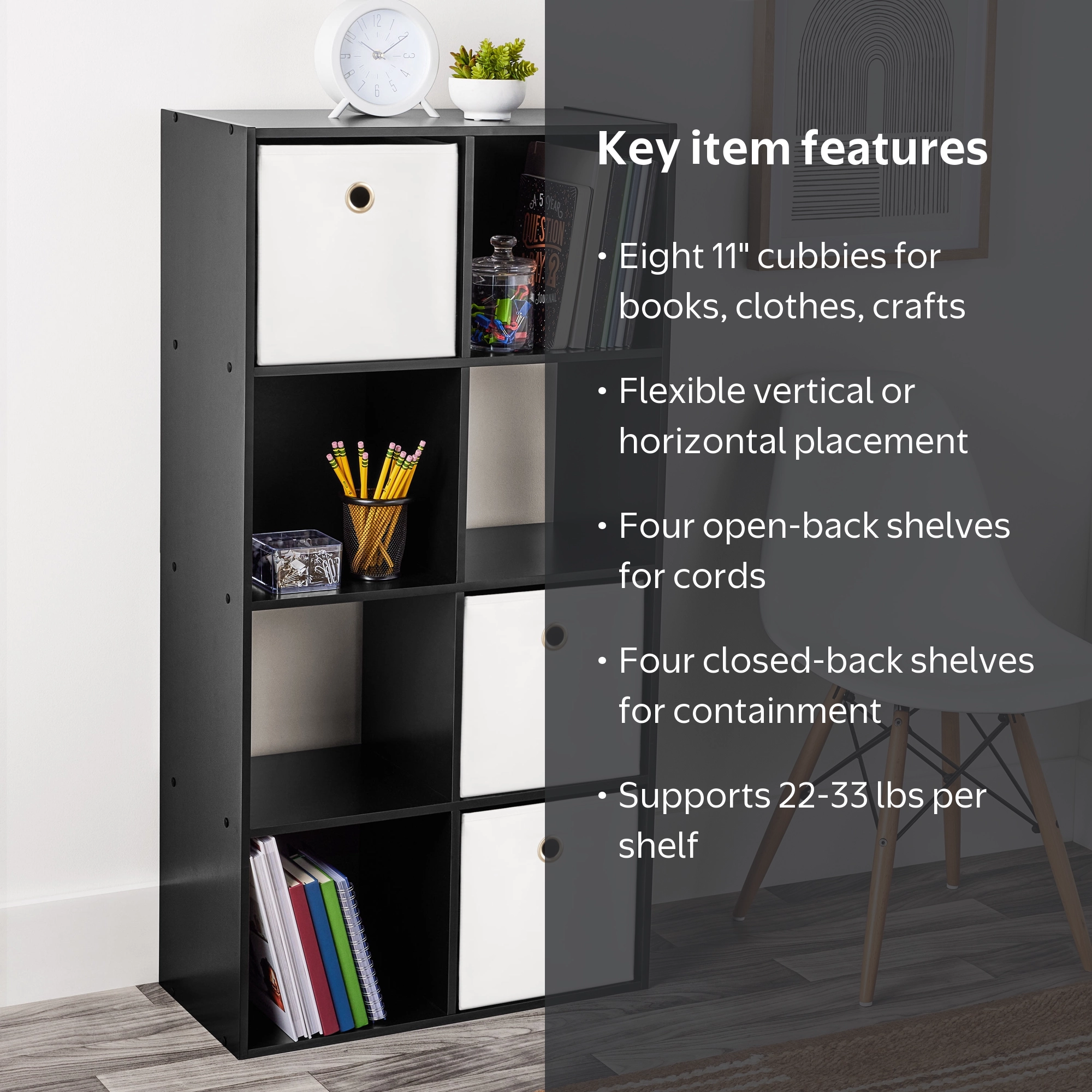 Mainstays 8 Cube Storage Organizer, Black - Walmart.com