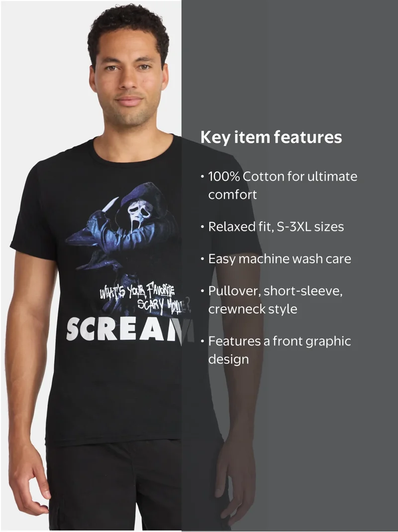 Scream 2 Tシャツ XLサイズ Scream Ghostface Men's and Big Men's Graphic Tee Shirt, Sizes S