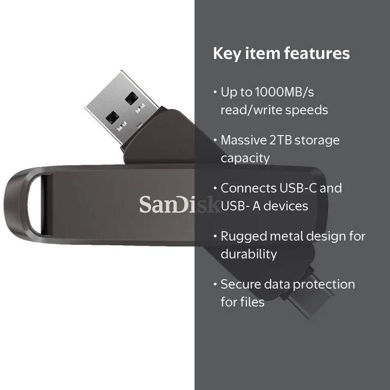 SanDisk, 2TB Extreme PRO Dual Drive, USB Type-C and USB-A