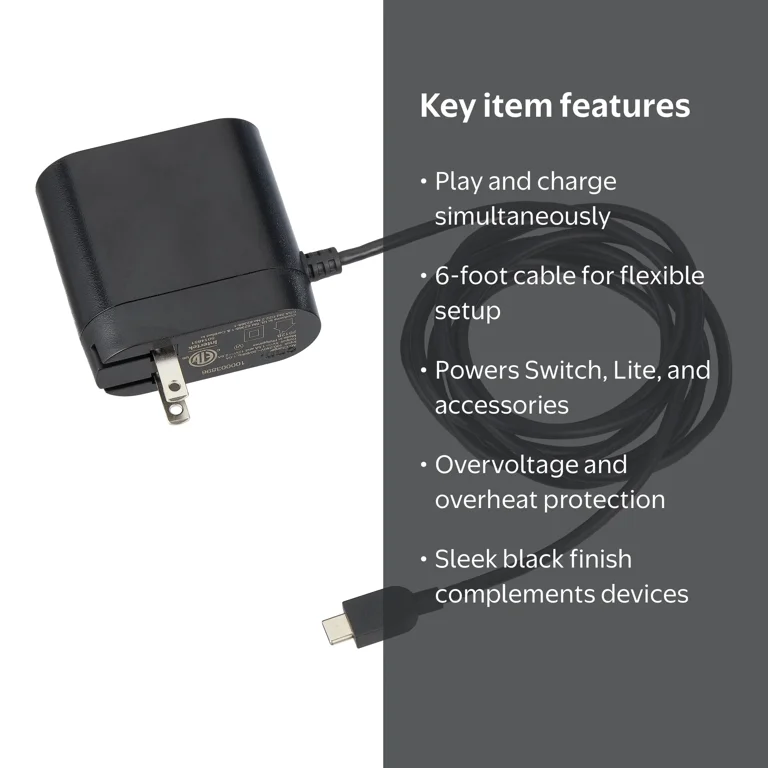 Nintendo Switch Lite 本体 & 充電アダプター Onn+ AC Power Adapter for Nintendo Switch and Switch Lite, 6 ft