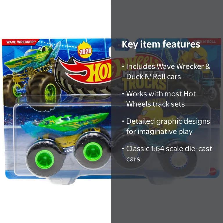 Hot Wheels, Demolition Doubles Wave Wrecker and Duck N' Roll 2