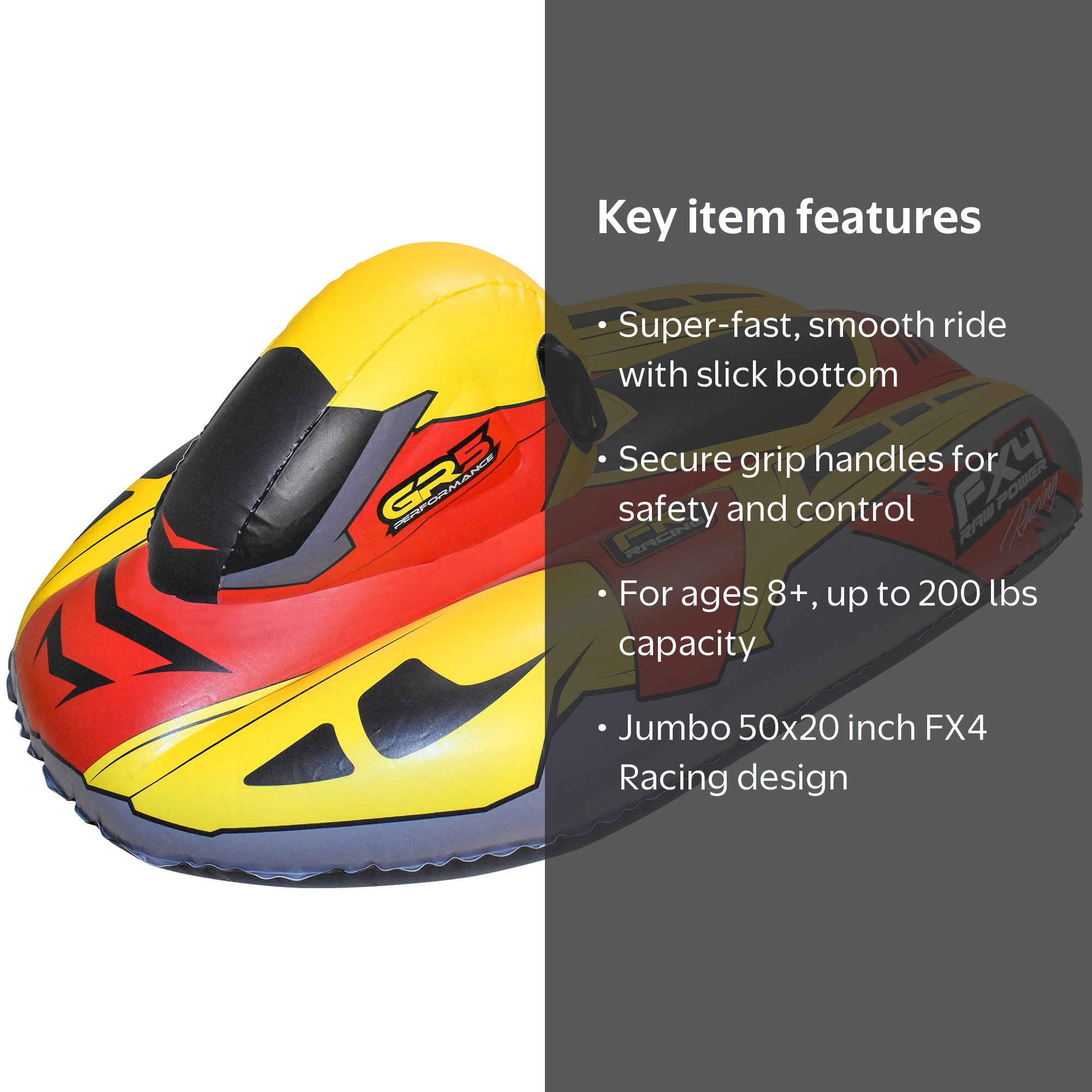 CocoNut Outdoor: FX4 Racing Snowmobile Sled - Yellow & Red, 50x20