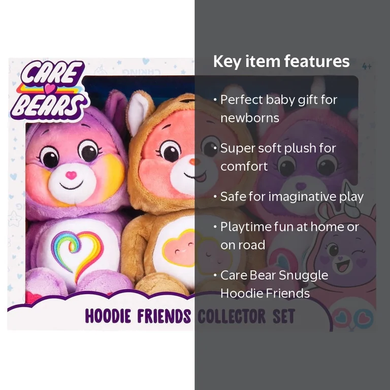 Care Bear 3-Pack Snuggle Hoodie Collector Set - Unique Outfits