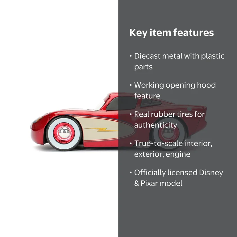 Cruising Lightning McQueen Red Metallic w/Extra Wheels Disney