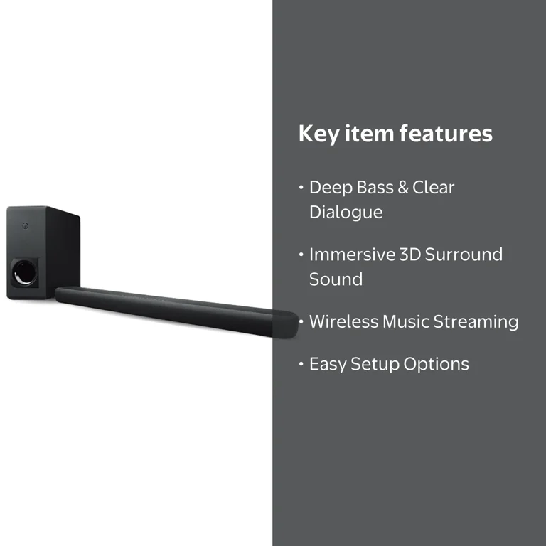 Yamaha, Sound Bar with Wireless Subwoofer, Bluetooth, Model YAS