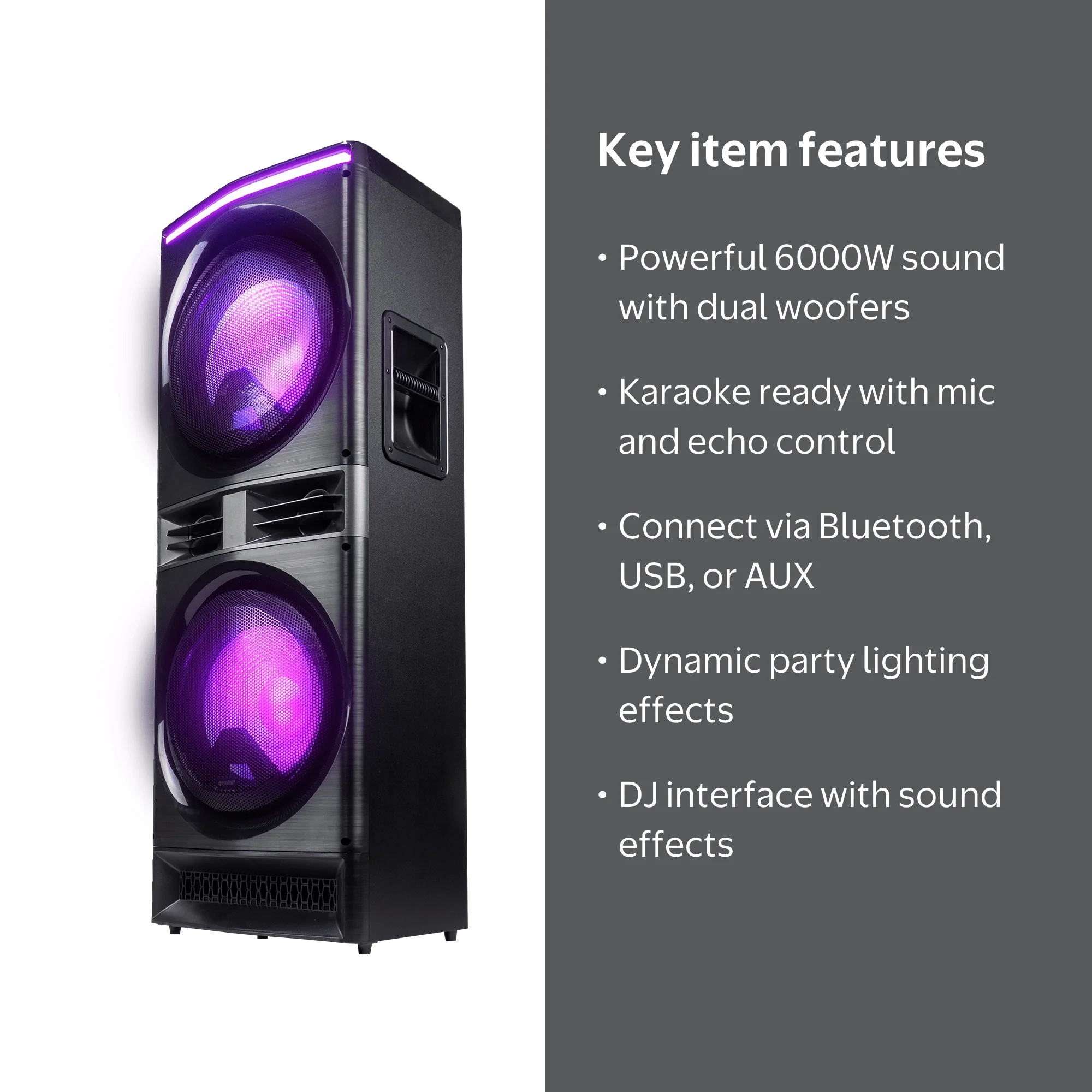 Gemini GPK-1200 Karaoke System: 6000W Party Speaker with LED