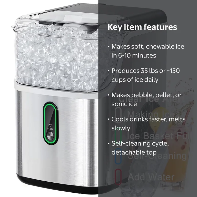 Philergo Nugget Ice Maker Countertops, 35.9lbs/24hr, Portable