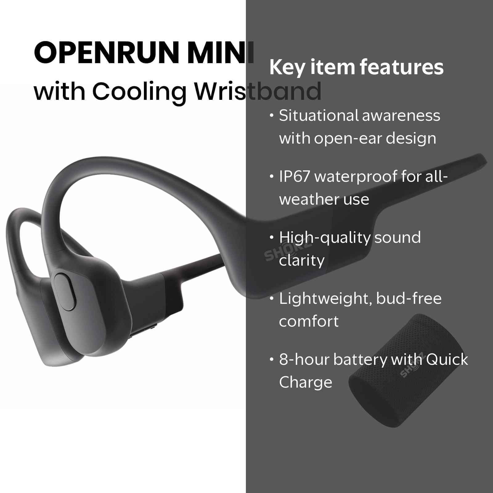 Shokz OpenRun Mini Bone Conduction Waterproof Bluetooth Headphones