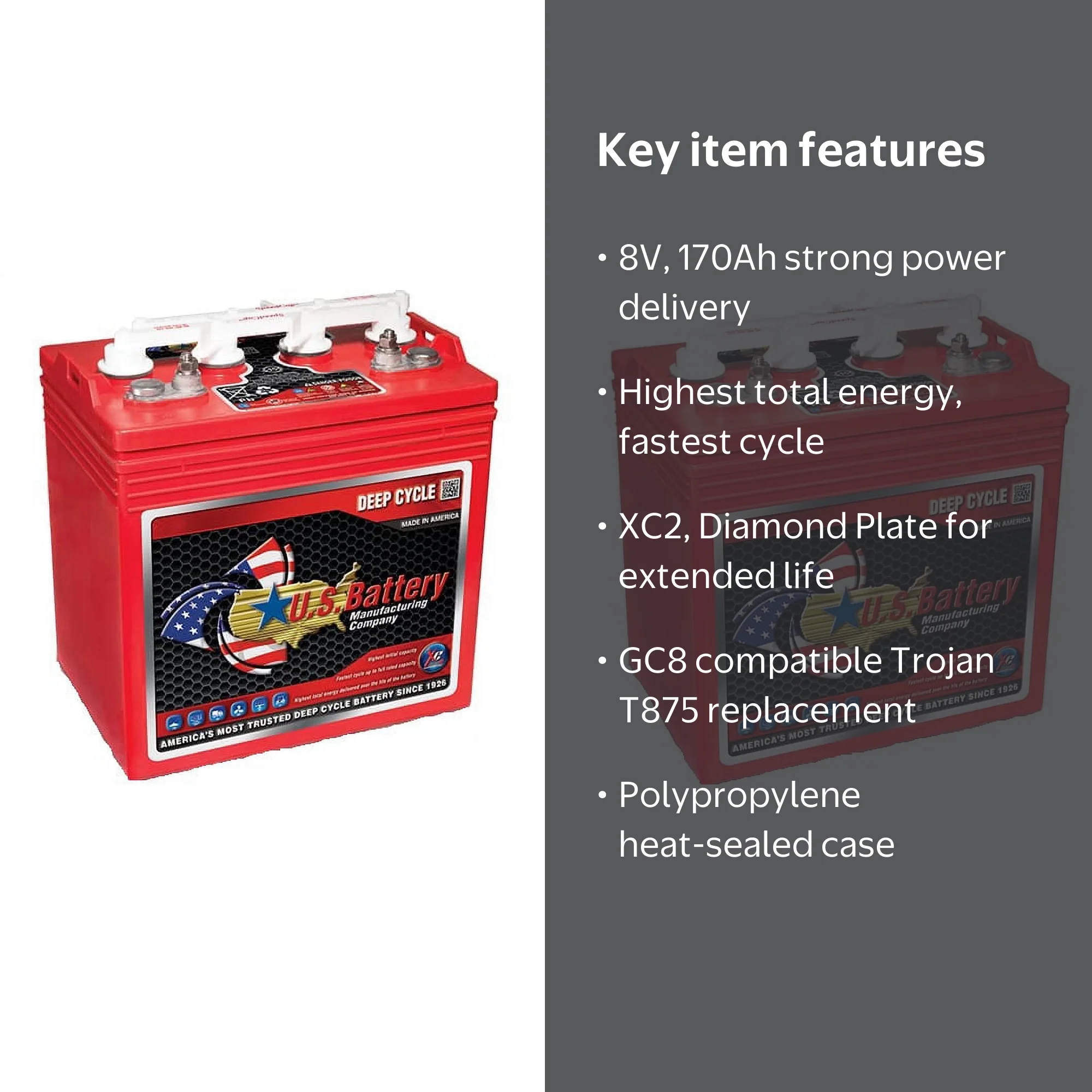 us battery on tobacco road Mfg, 1895 Rd, Augusta, GA 30906, US made construction (6 Battery Set) US Battery