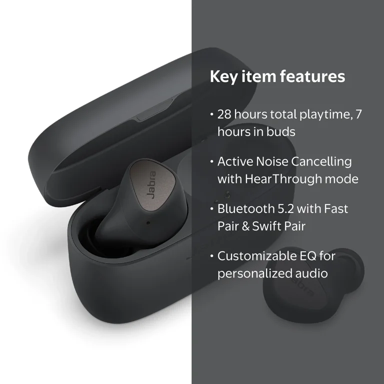 Jabra Elite 4 True Wireless Earbuds, Bluetooth Headphones, Noise