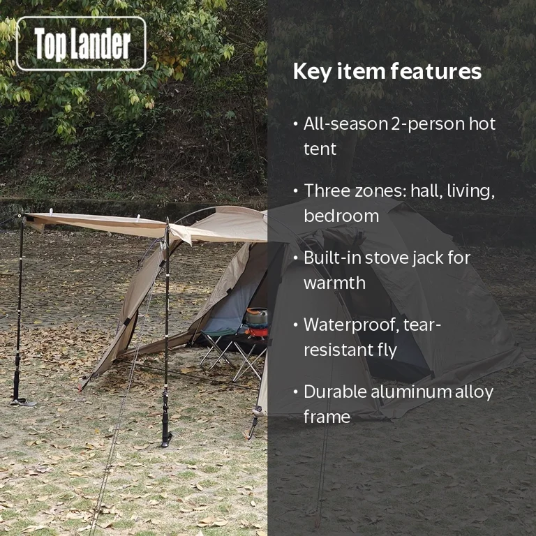 Top Lander Extend Dome Hot Tent2 キャンプテント Top Lander, Fireproof Hot Tent, 2 Person, Brown, Waterproof Dome