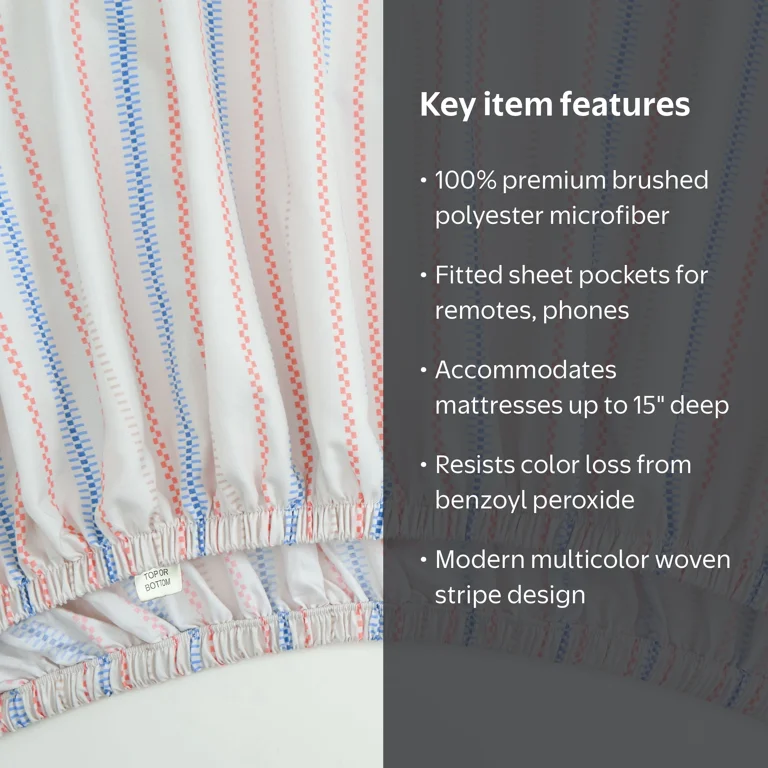 Mainstays by Becky G. & Alejandra 4-Piece Multicolor Woven Stripe