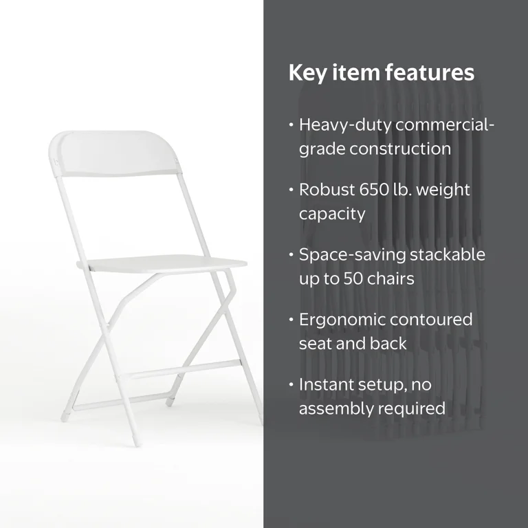 Flash Furniture Hercules Series Plastic Folding Chair, White
