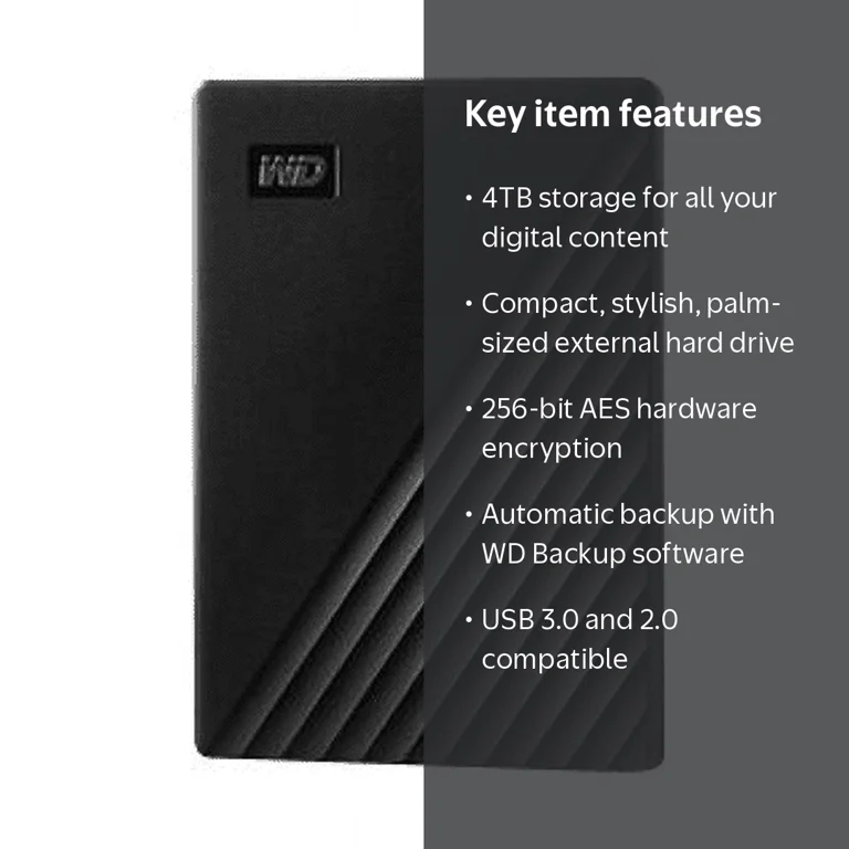 WD WDBPKJ0040BBK-WEWM 4TB My Passport Portable External Hard Drive