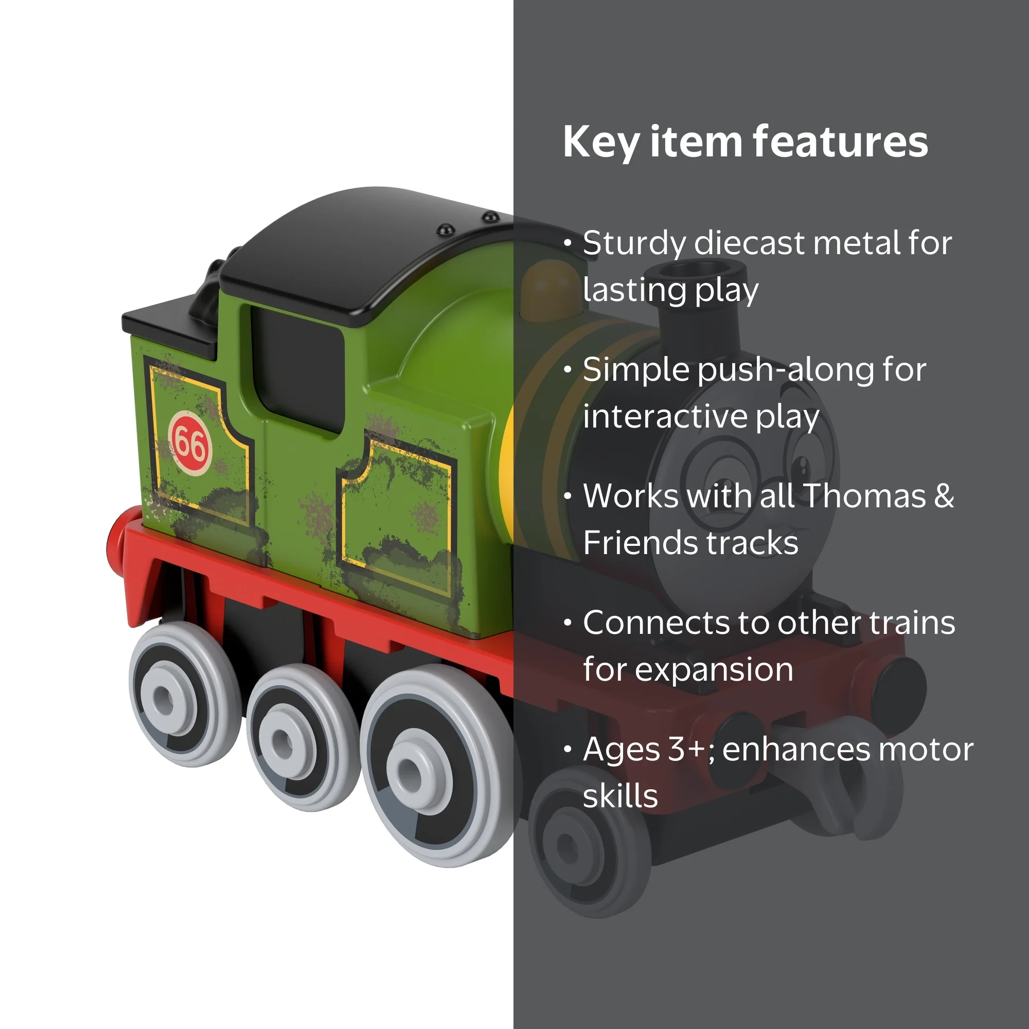Thomas & Friends Toy Train, Whiff Diecast Metal Engine, Push-Along